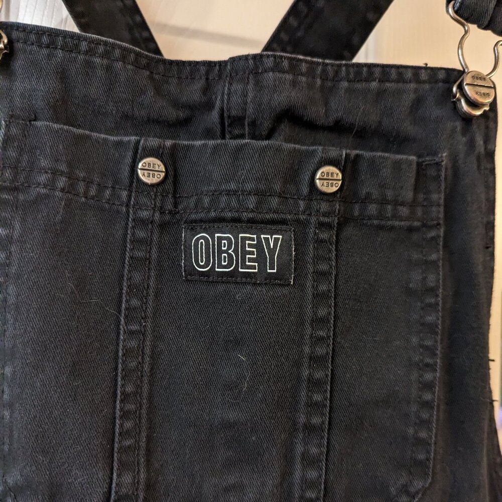 Obey black carpenter high waisted overalls 26